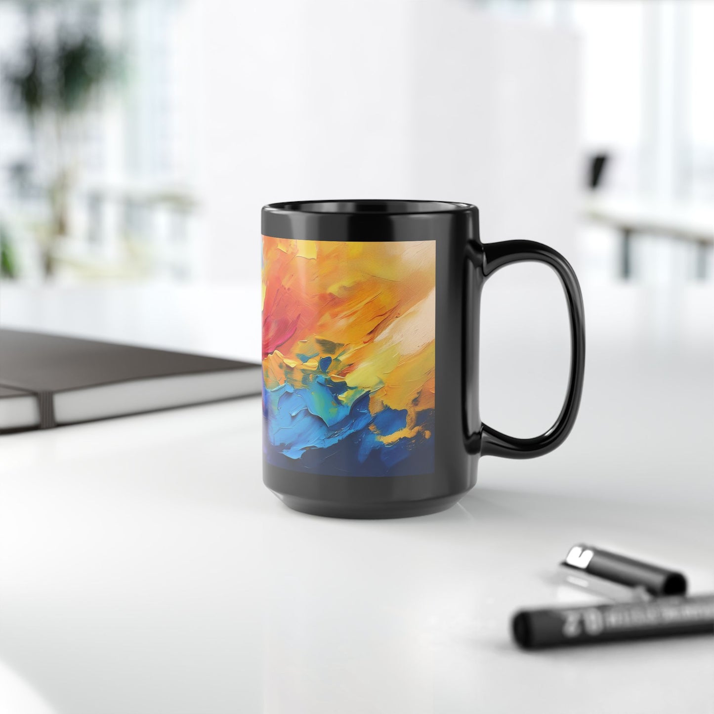 Vibrant Abstract Colorful Black Mug - 11oz & 15oz, Perfect for Coffee Lovers & Gift Giving