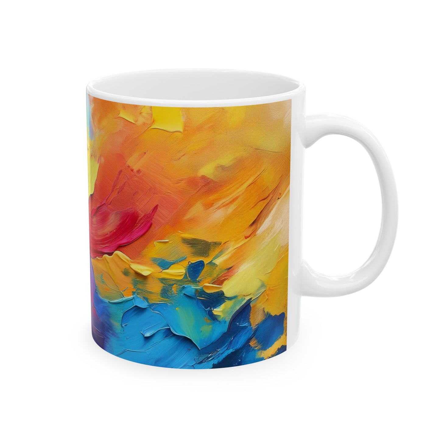 Vibrant Abstract Art Ceramic Mug - Colorful Coffee Cup for Art Lovers