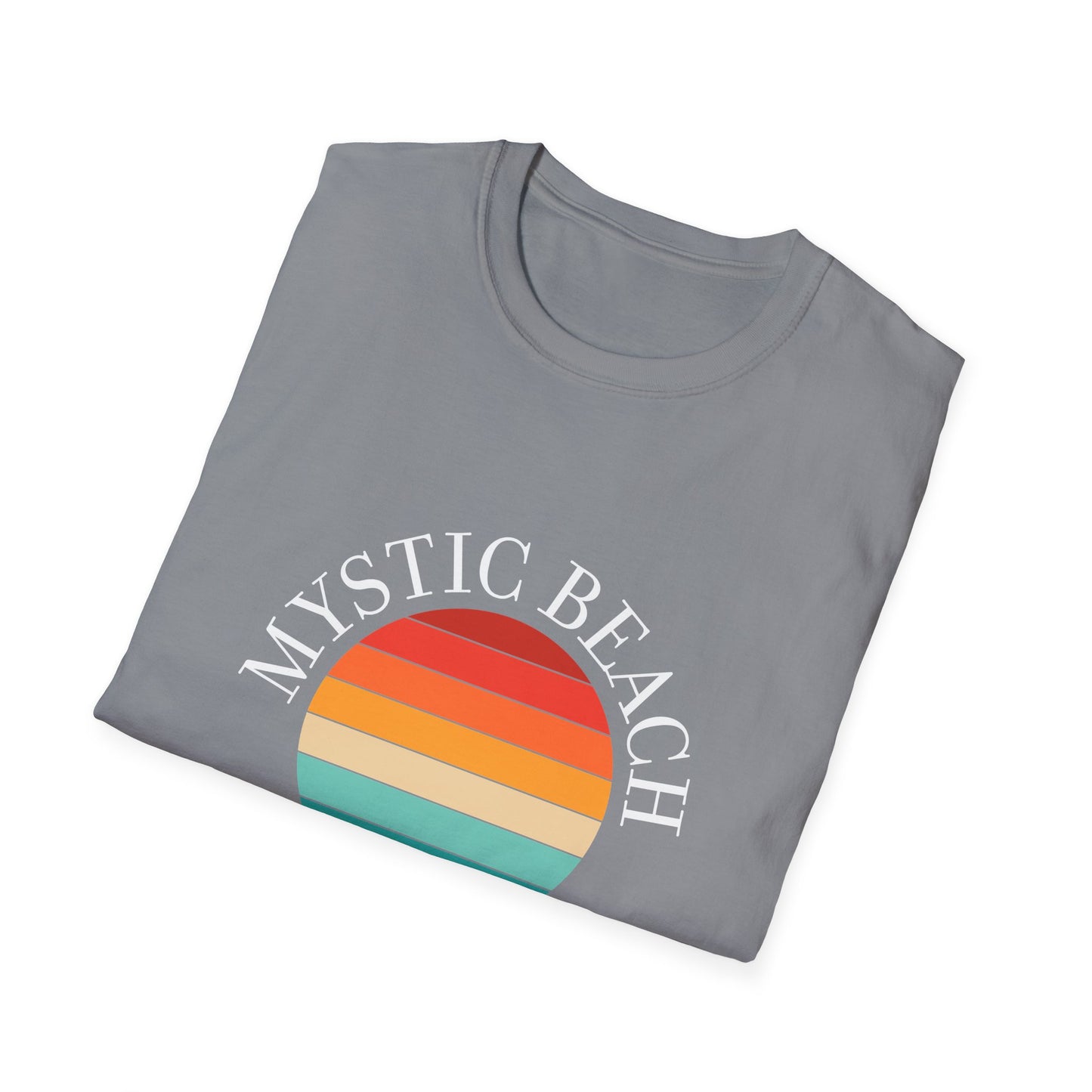 Mystic Beach Unisex Softstyle T-Shirt - Vintage Sunset Design