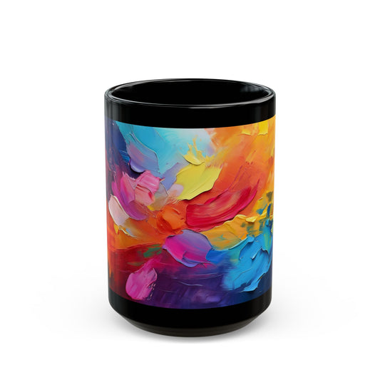 Vibrant Abstract Colorful Black Mug - 11oz & 15oz, Perfect for Coffee Lovers & Gift Giving