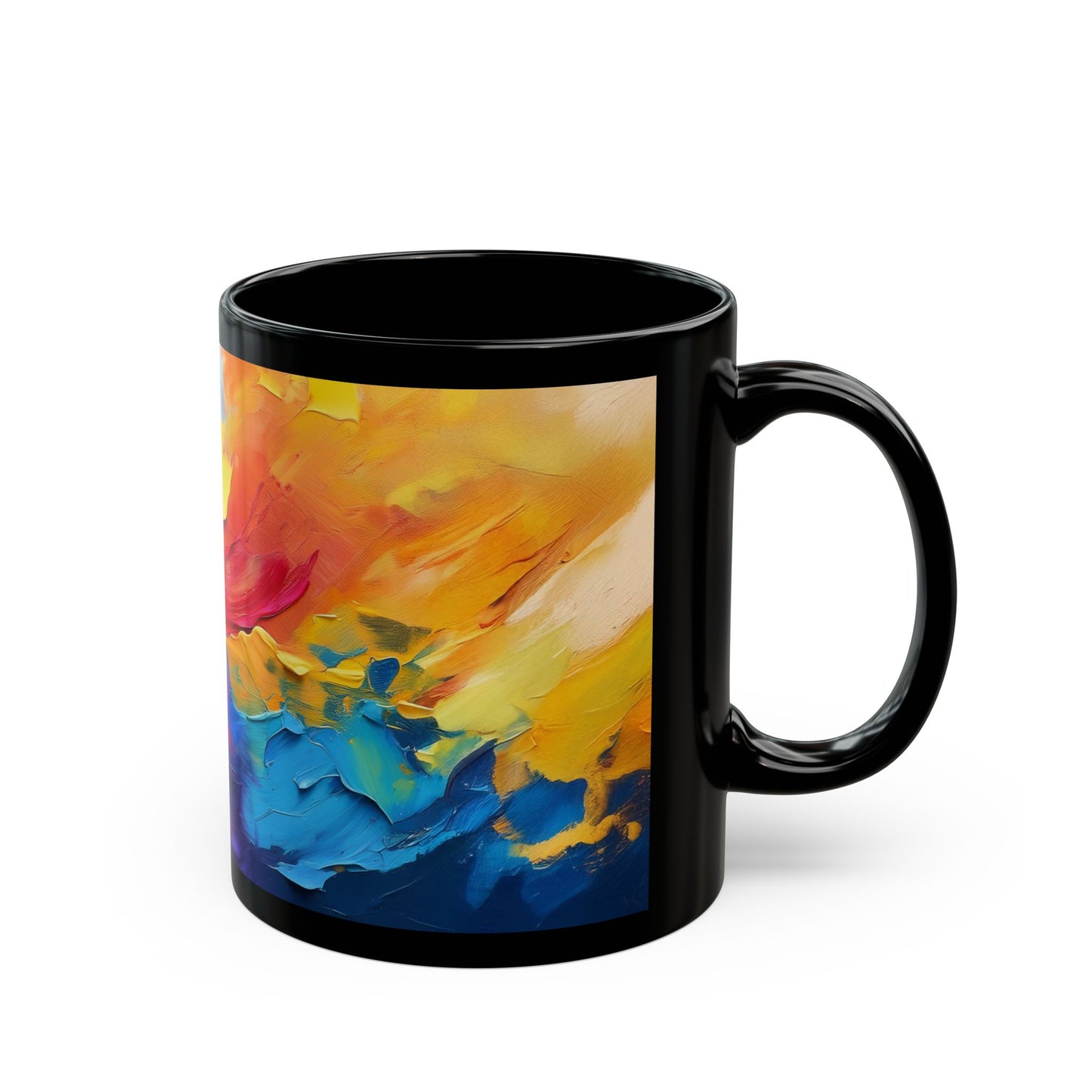 Vibrant Abstract Colorful Black Mug - 11oz & 15oz, Perfect for Coffee Lovers & Gift Giving