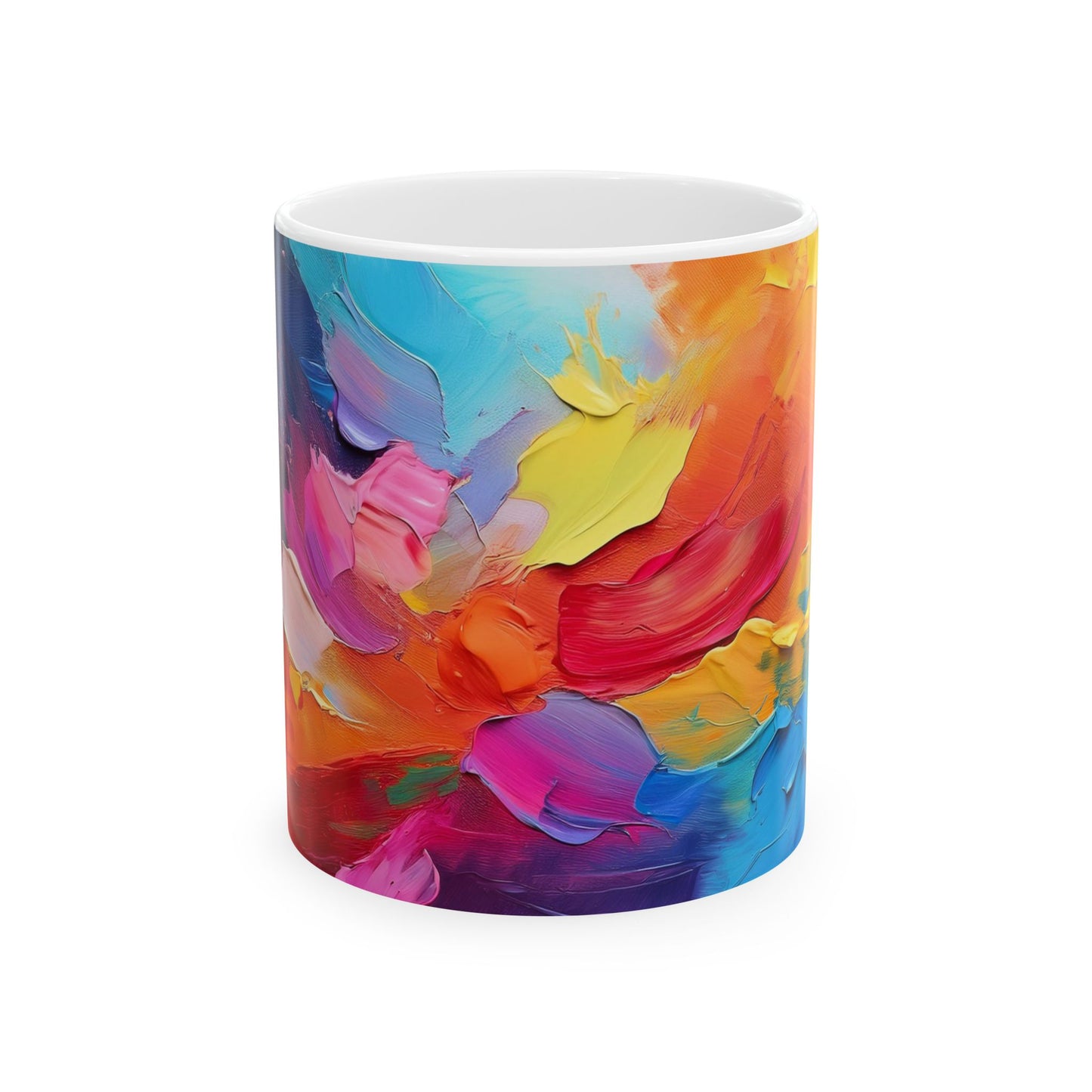 Vibrant Abstract Art Ceramic Mug - Colorful Coffee Cup for Art Lovers