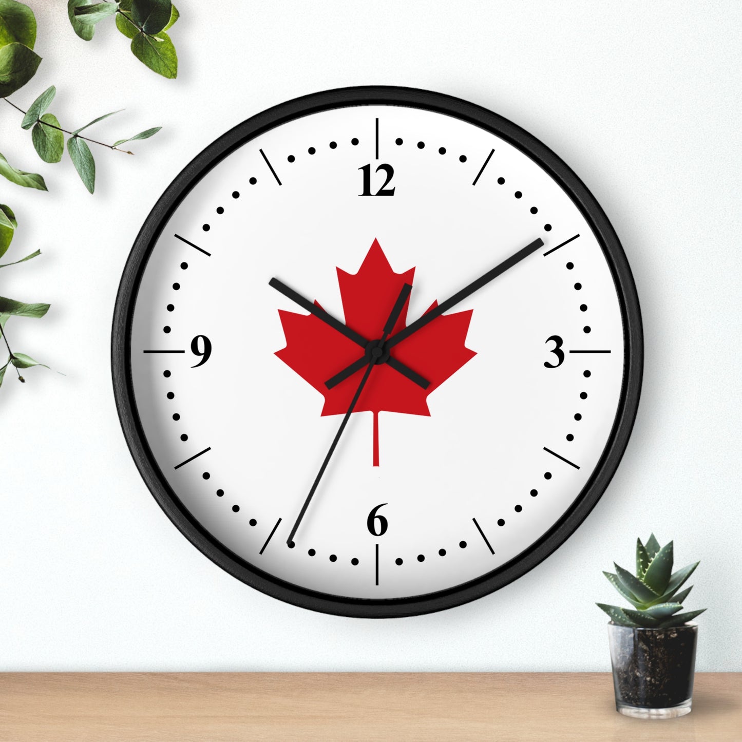 Modern Canadian Maple Leaf Wall Clock