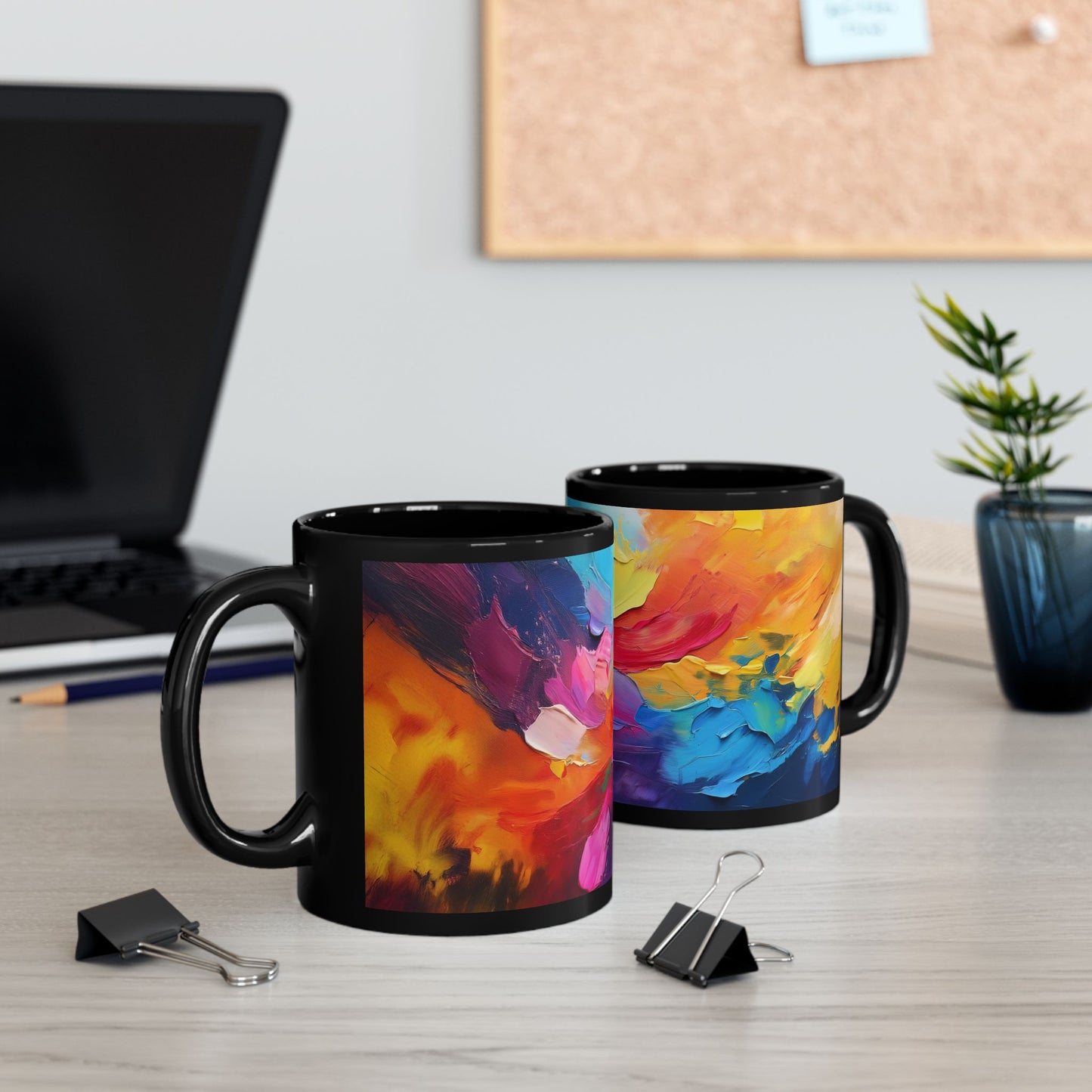 Vibrant Abstract Colorful Black Mug - 11oz & 15oz, Perfect for Coffee Lovers & Gift Giving