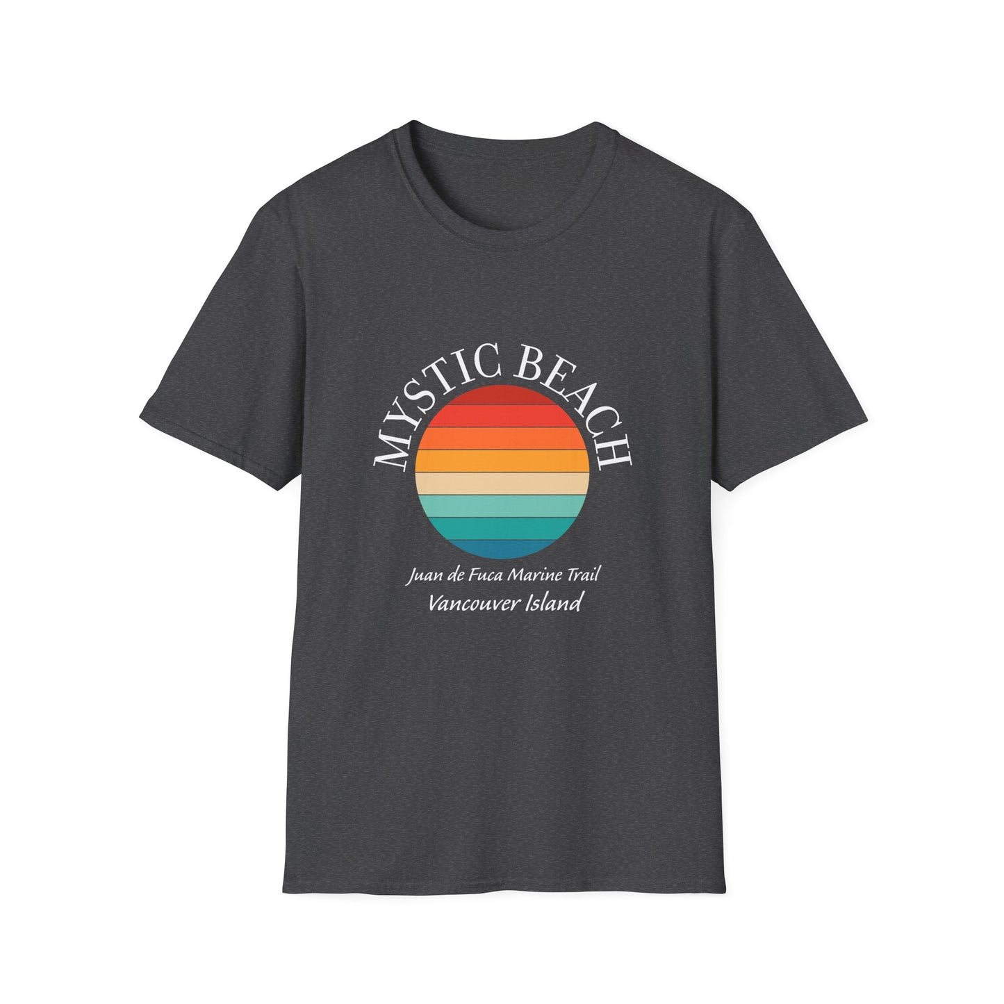 Mystic Beach Unisex Softstyle T-Shirt - Vintage Sunset Design