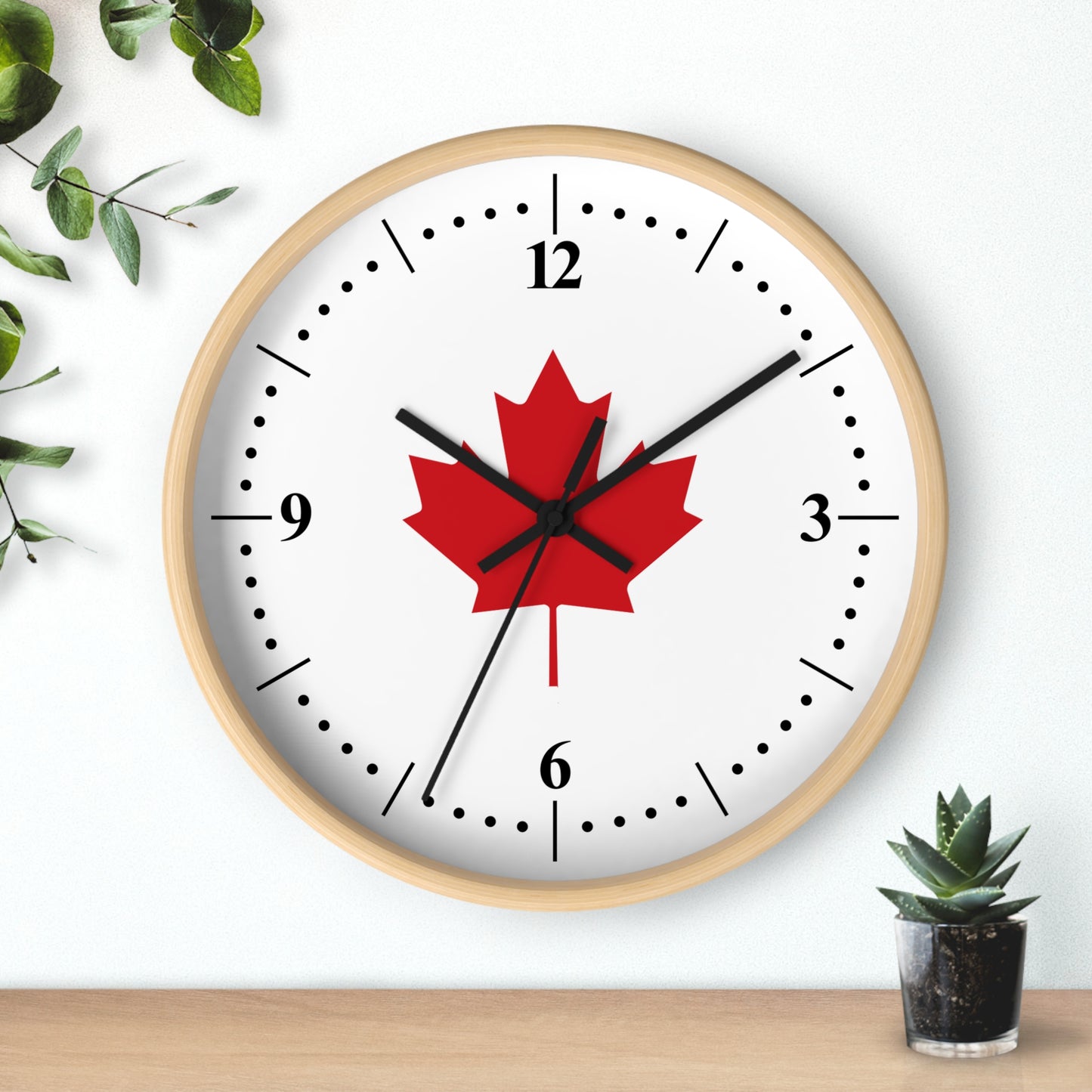 Modern Canadian Maple Leaf Wall Clock