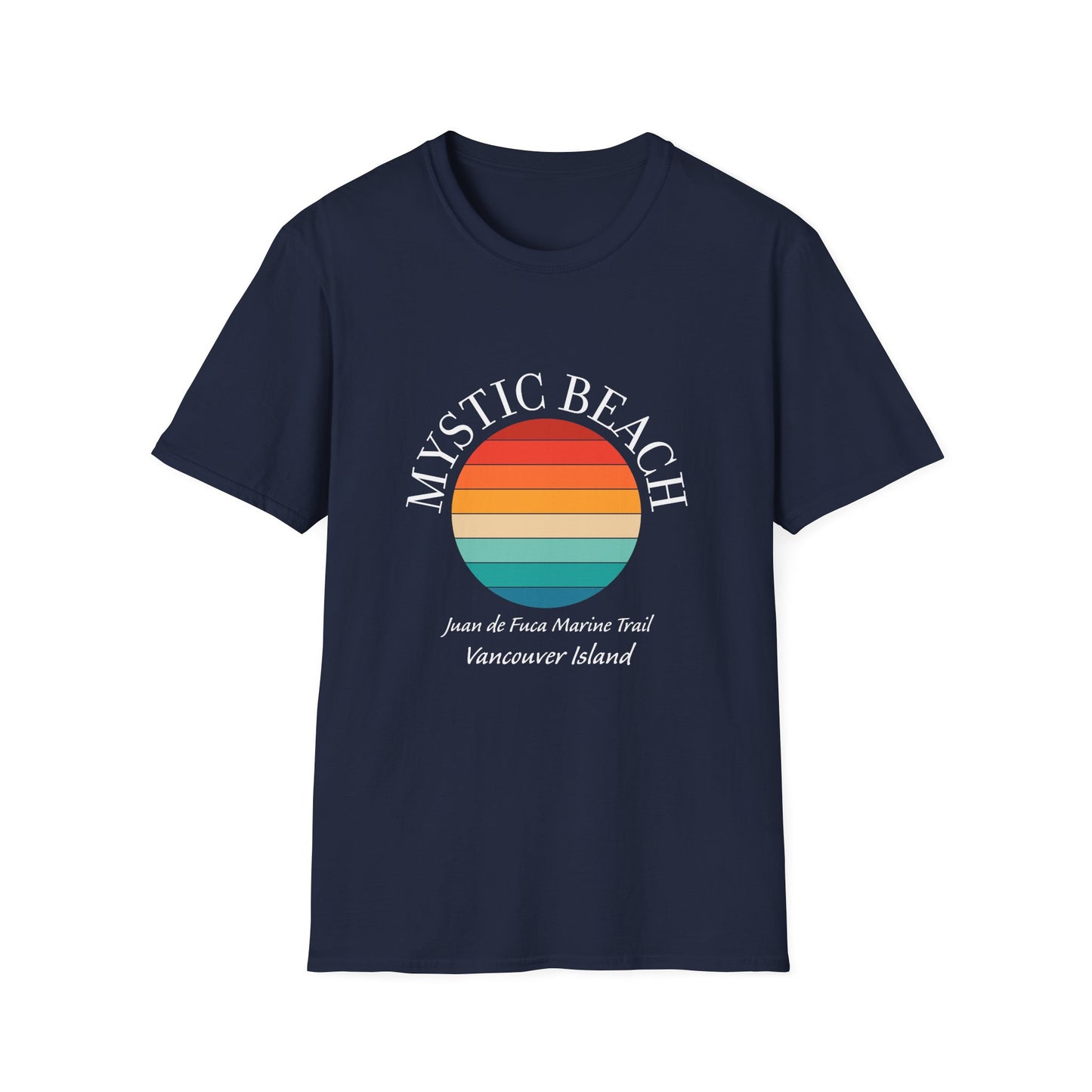 Mystic Beach Unisex Softstyle T-Shirt - Vintage Sunset Design