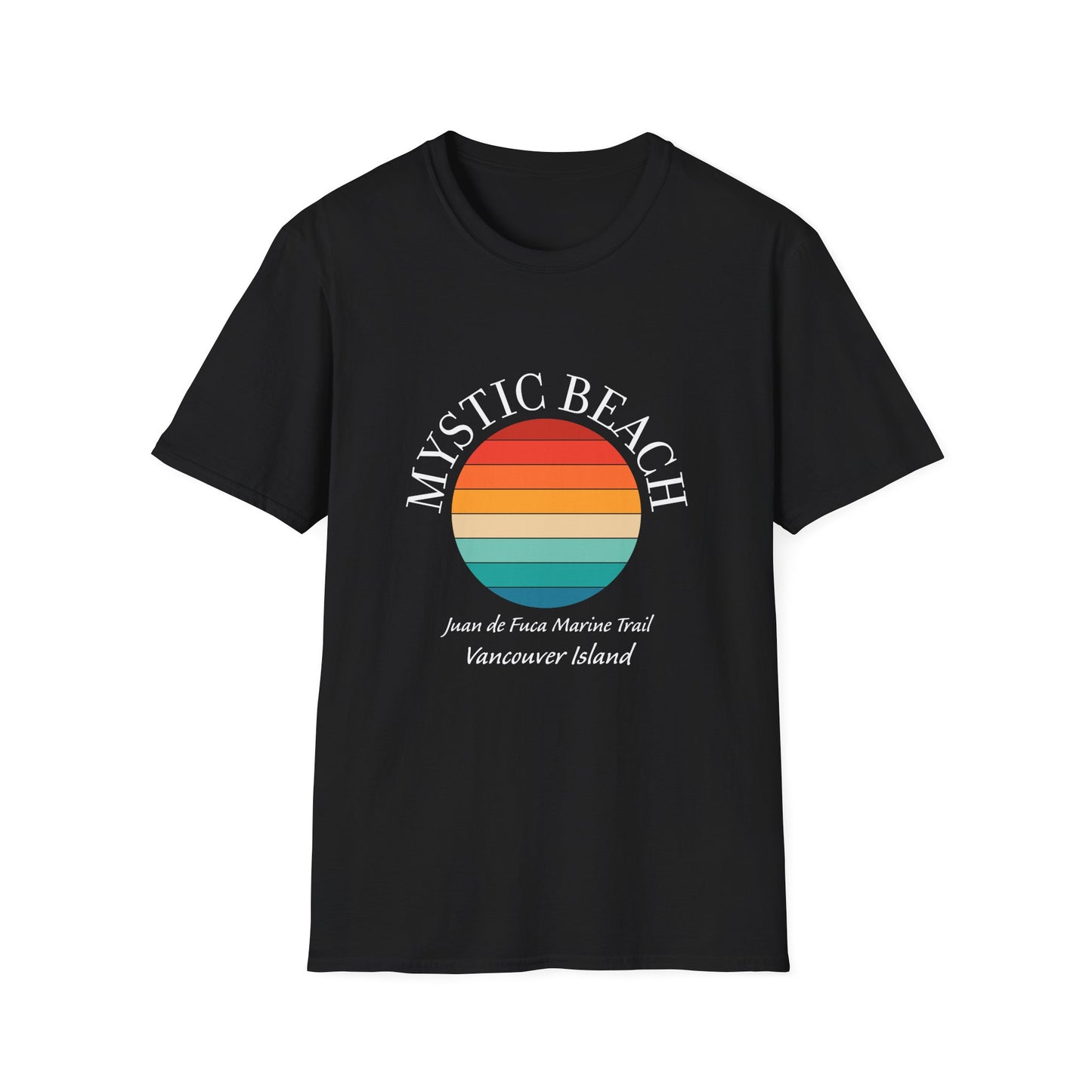 Mystic Beach Unisex Softstyle T-Shirt - Vintage Sunset Design
