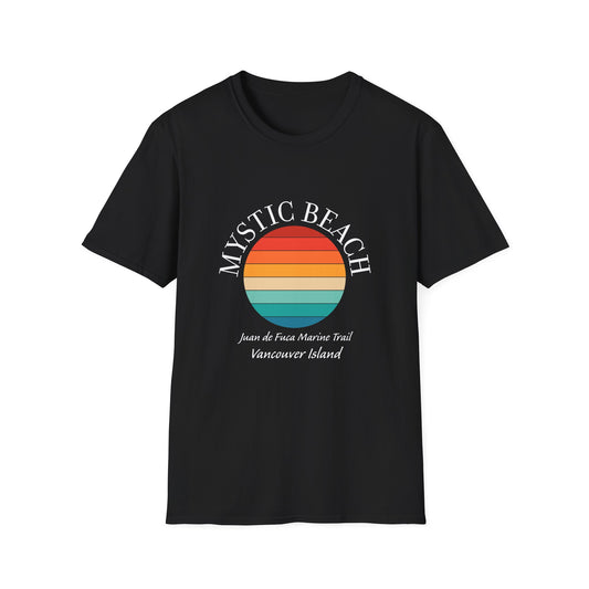 Mystic Beach Unisex Softstyle T-Shirt - Vintage Sunset Design