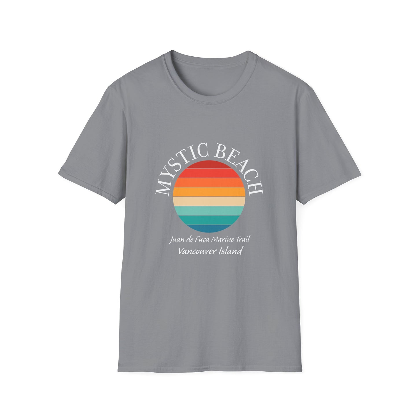 Mystic Beach Unisex Softstyle T-Shirt - Vintage Sunset Design