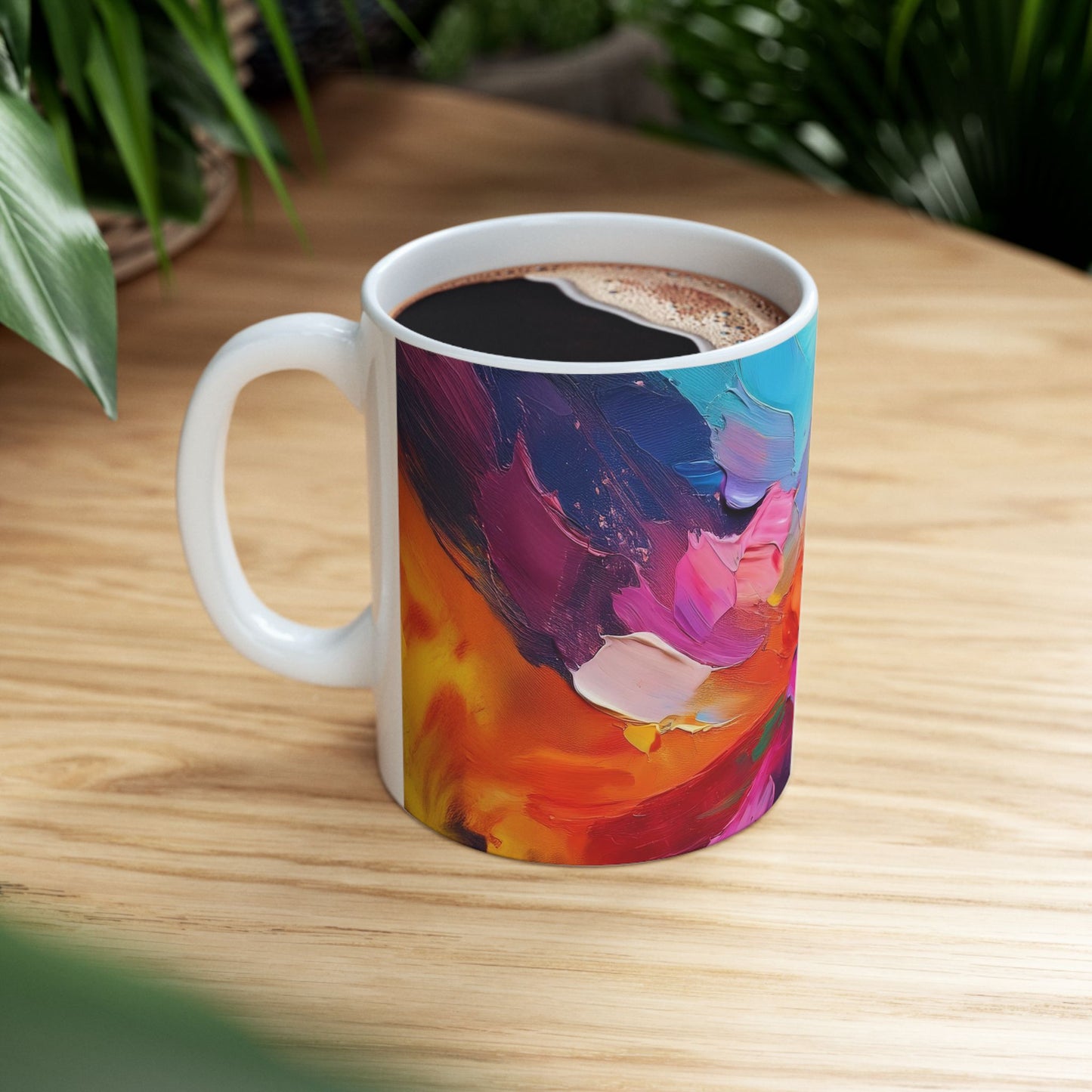 Vibrant Abstract Art Ceramic Mug - Colorful Coffee Cup for Art Lovers