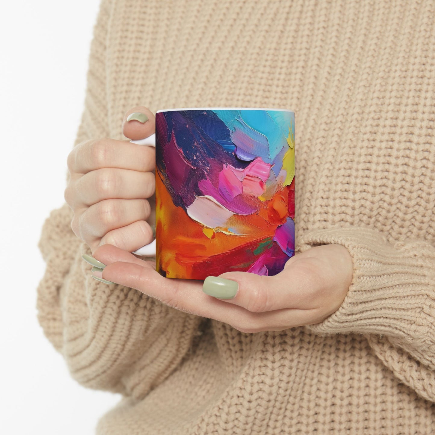 Vibrant Abstract Art Ceramic Mug - Colorful Coffee Cup for Art Lovers