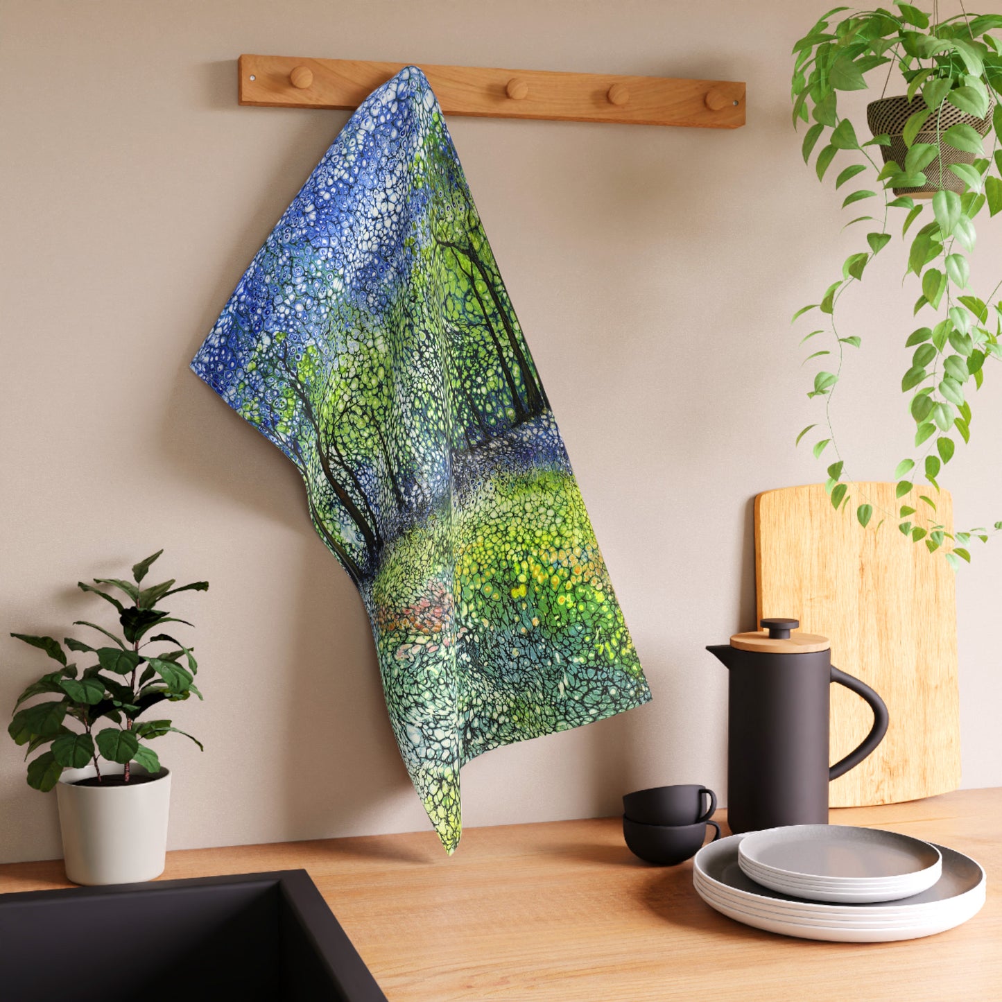 Nature-Inspired Cotton Tea Towels - Vibrant Greenery Design for Eco-Conscious Homes