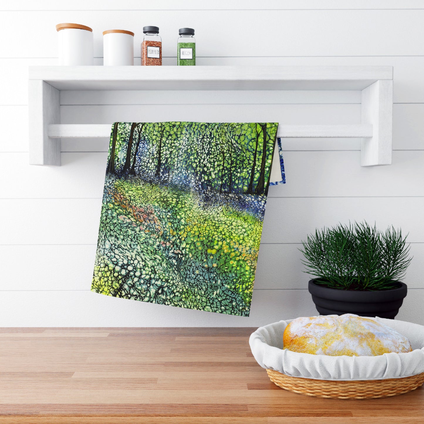 Nature-Inspired Cotton Tea Towels - Vibrant Greenery Design for Eco-Conscious Homes
